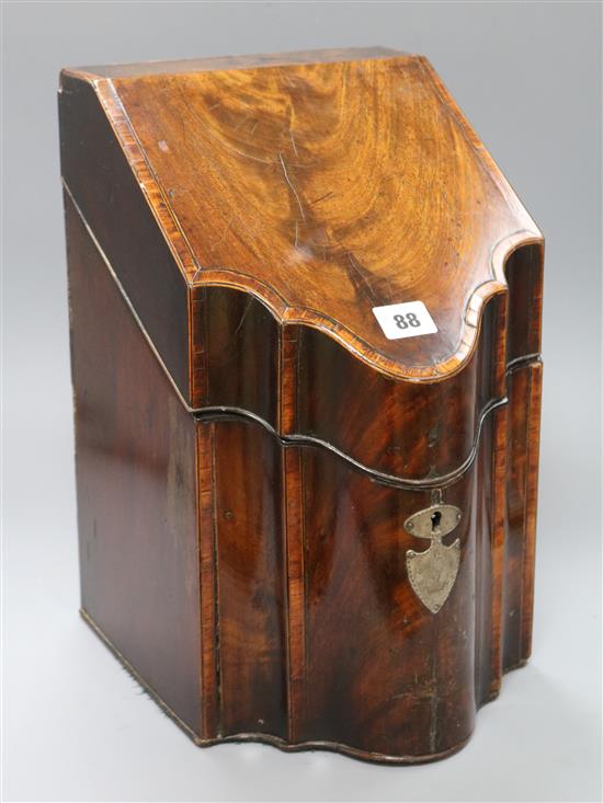 A Georgian mahogany knife box converted to a stationery box height 36cm